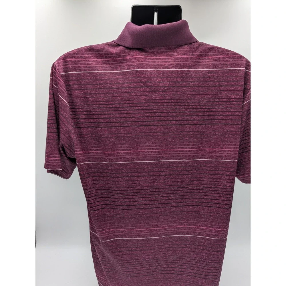 PG Tour Mens‎ Medium Burgundy Striped Golf Polo Shirt M